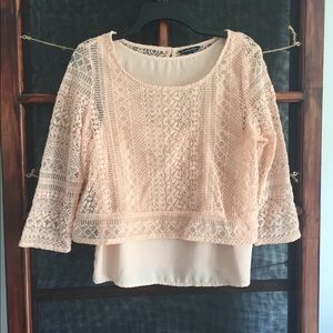 Pale pink layered look top